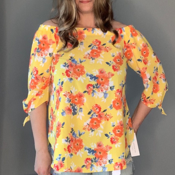 Status Grassley off shoulder blouse yellow floral - Picture 2 of 16